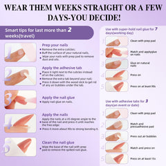Herlight application scene with woman pressing a short square nail for fast wear