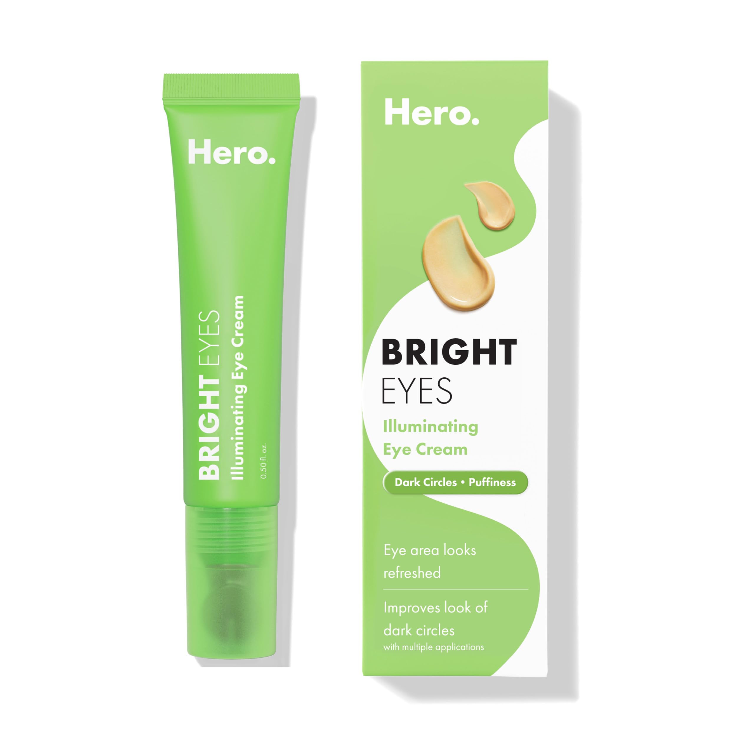HERO COSMETICS front packaging showing Bright Eyes cream for quick brightening benefits
