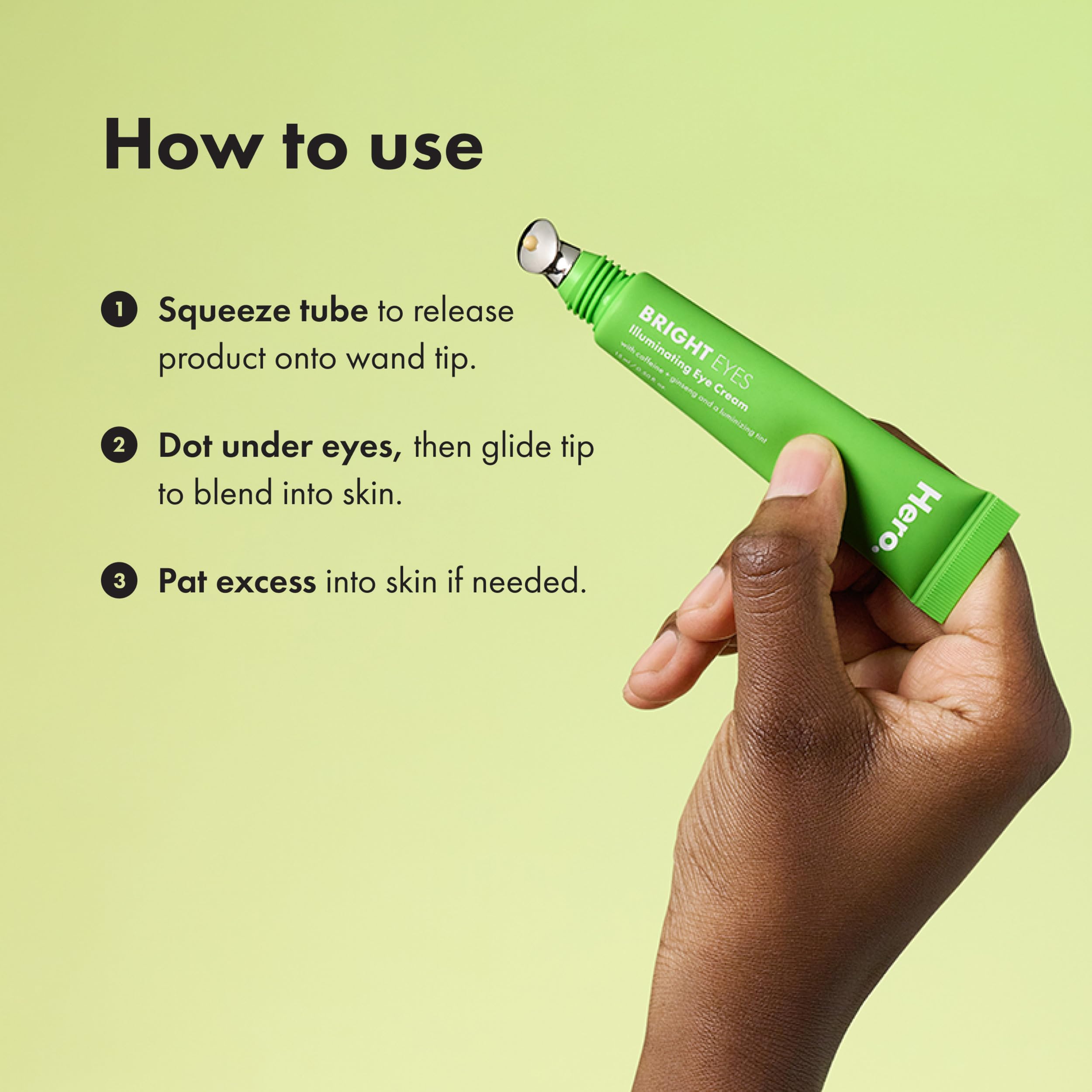 HERO COSMETICS label close-up highlighting niacinamide and caffeine ingredients