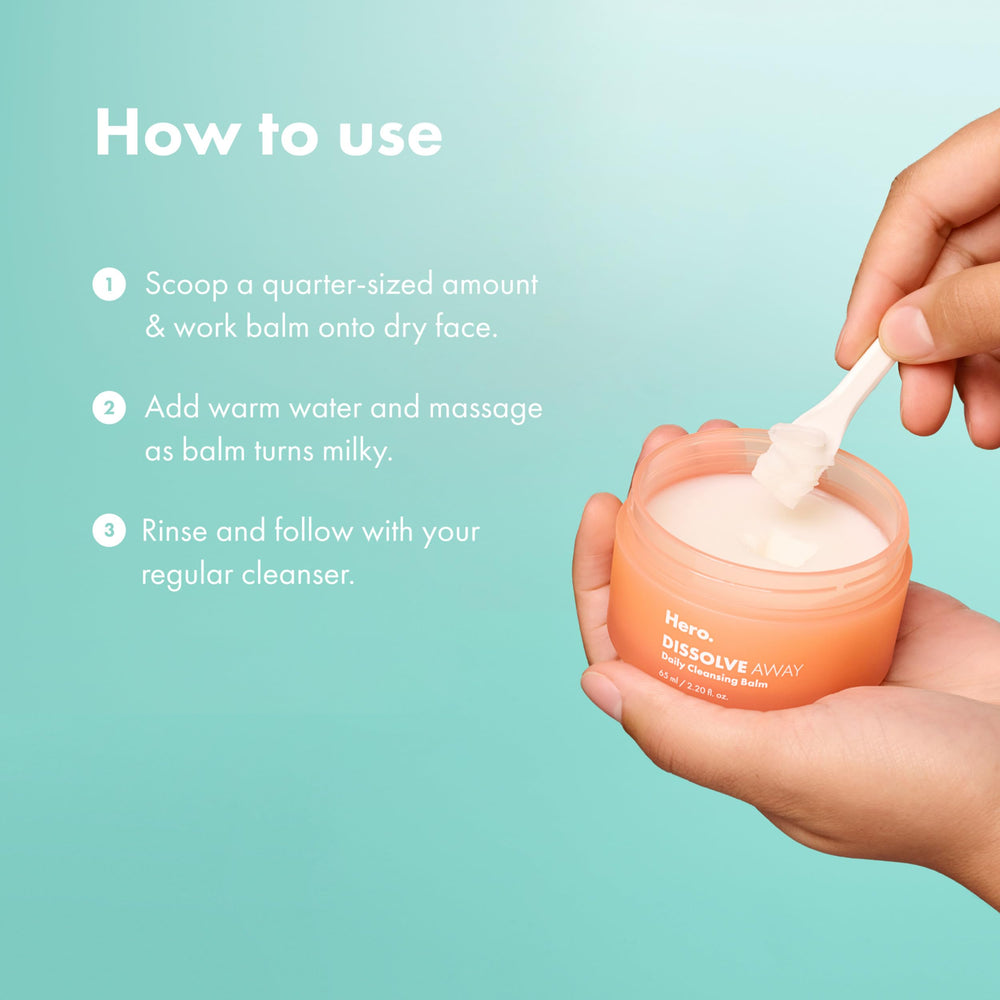 HERO COSMETICS after rinse skin showing clean, smooth surface without residue