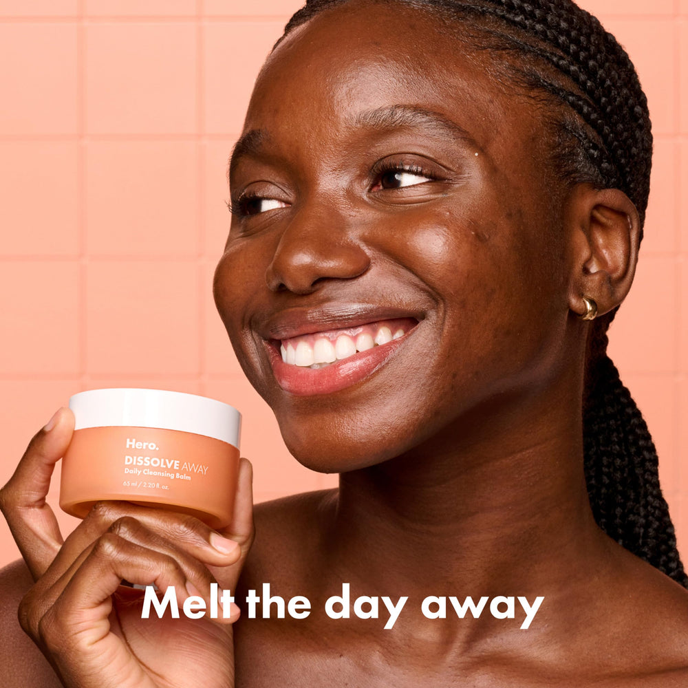 HERO COSMETICS balm texture close-up showing smooth melt and spreadability