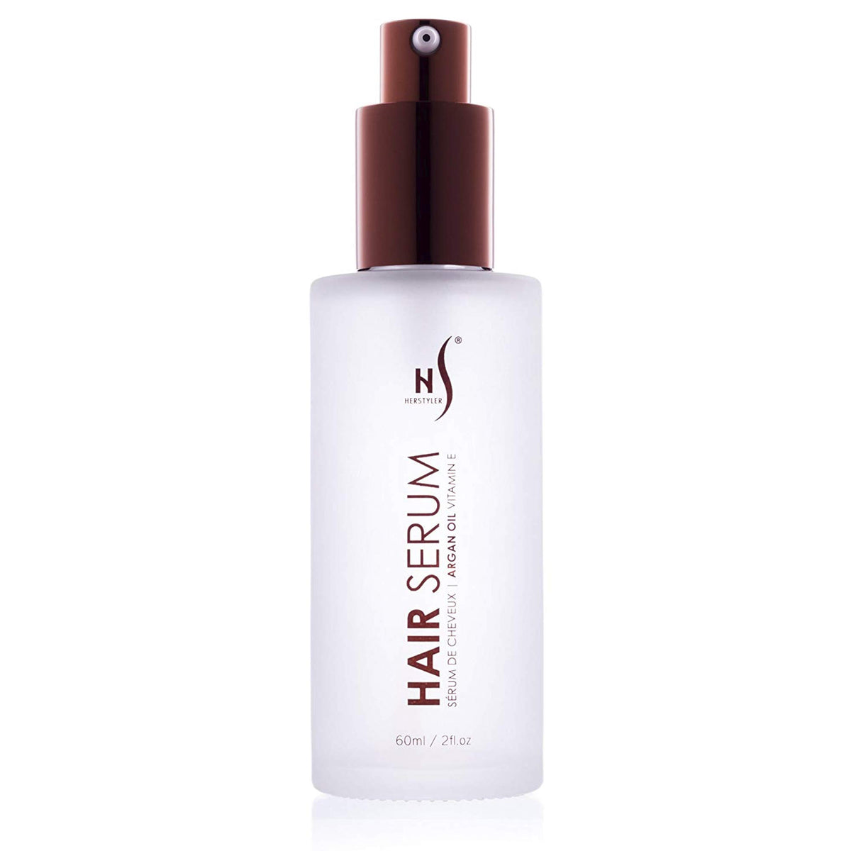 HerStyler front bottle showing label and premium glass design for precise use