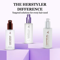 HerStyler used with flat iron to show improved slip and smoother styling