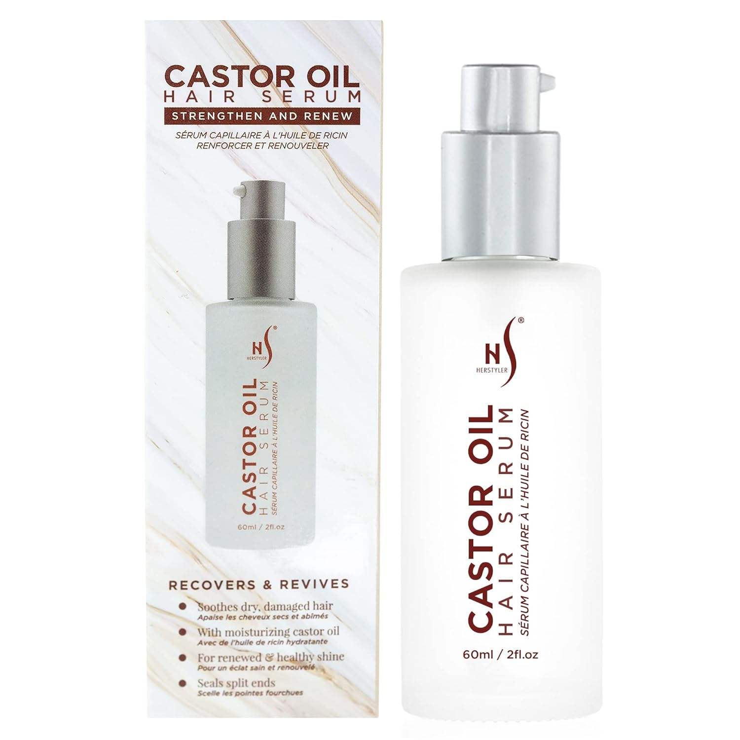 HerStyler bottle front label showing product benefits and size