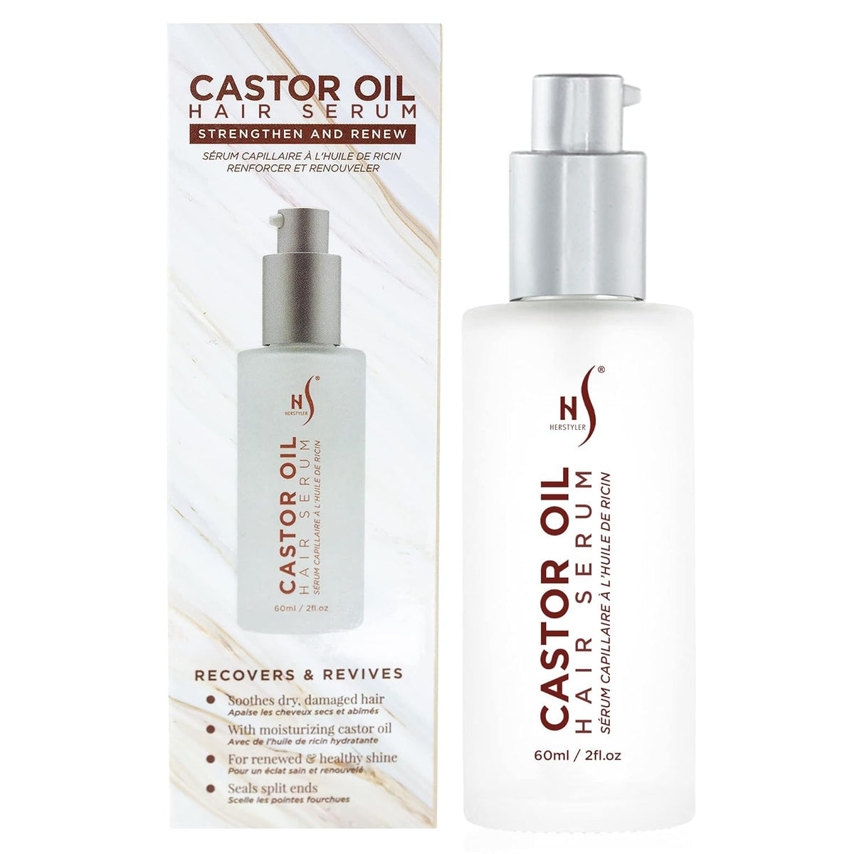 HerStyler bottle front label showing product benefits and size