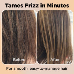 HerStyler serum drop warmed on palms demonstrating lightweight, fast-absorbing texture