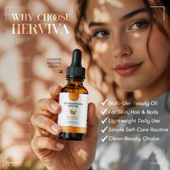 HERVIVA label close-up highlighting cold-pressed, single-ingredient quality