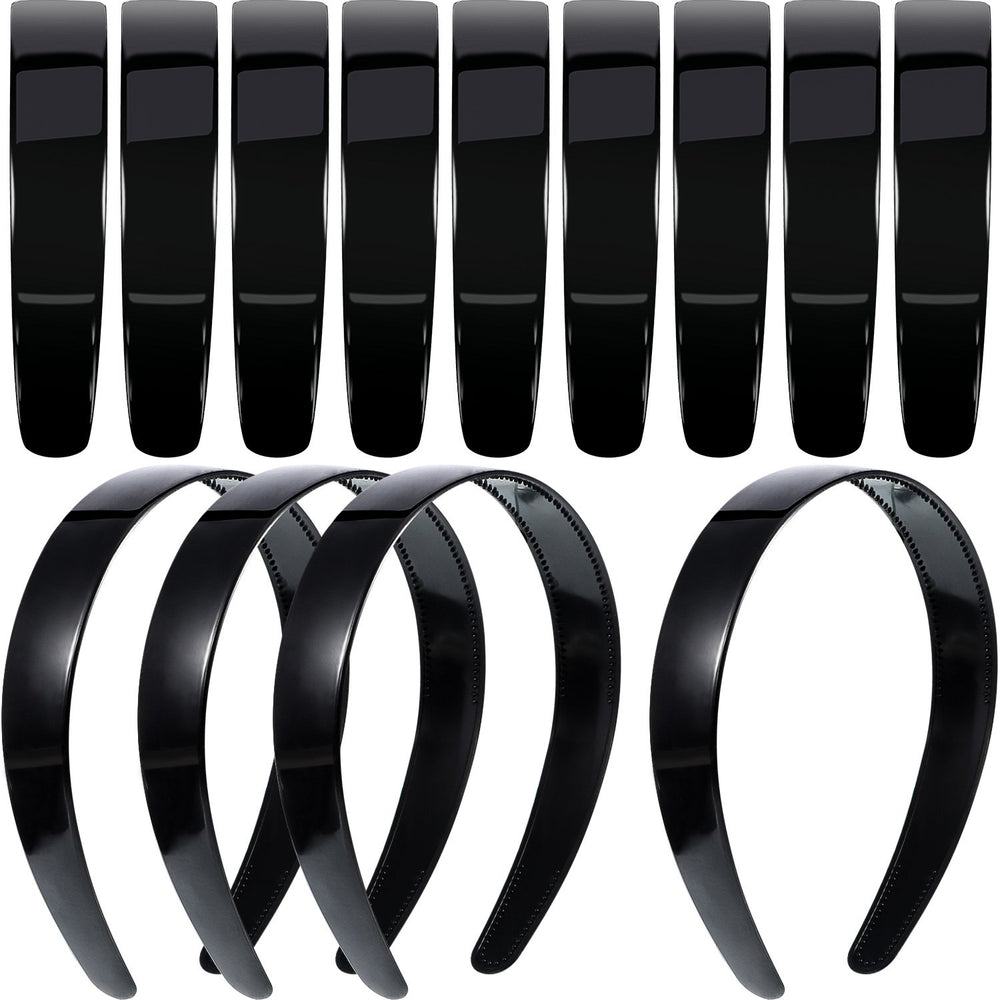 HESTYA front view of 20-pack black headbands showing neat stack and bulk supply