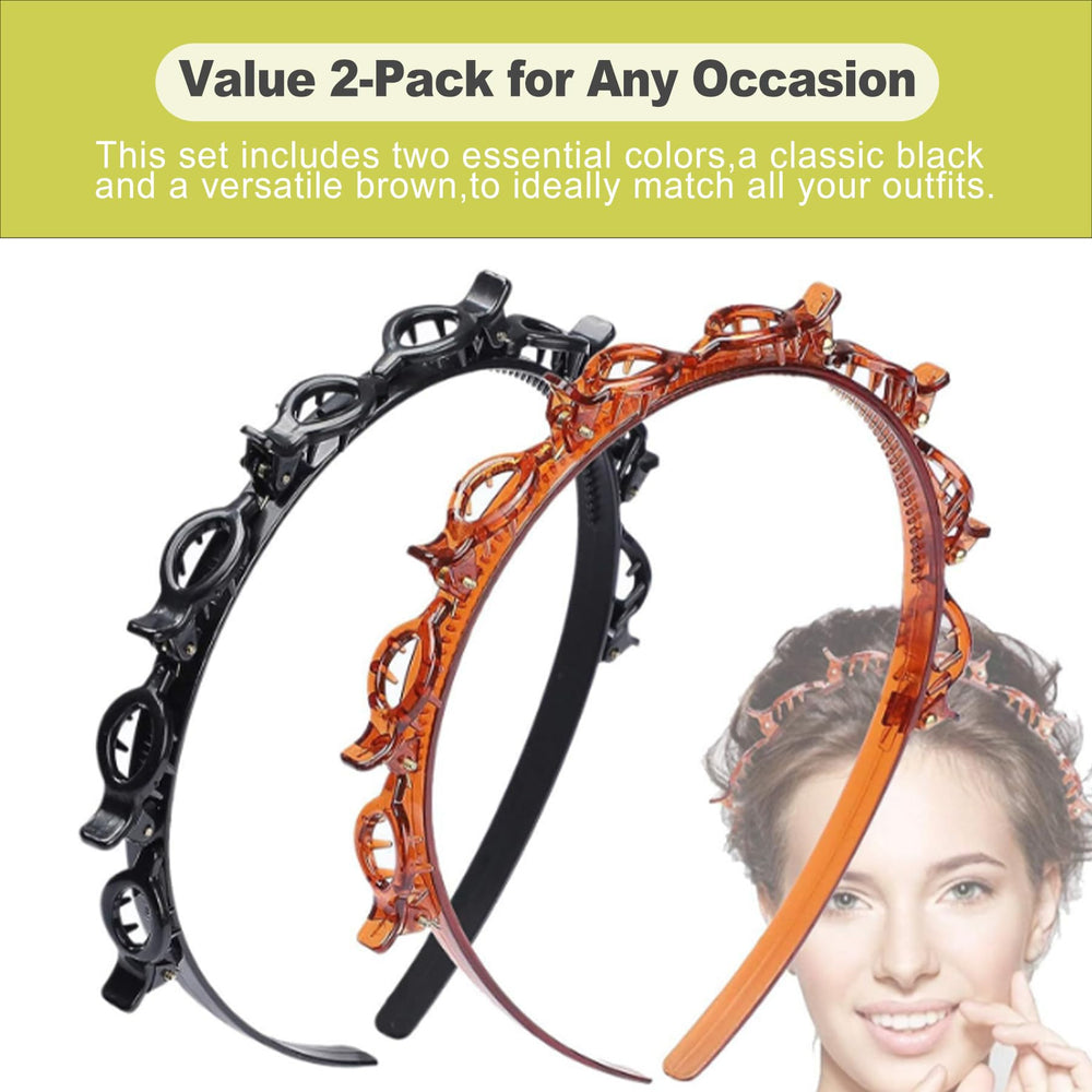 Hexalyao headband worn by model demonstrating tidy braid support
