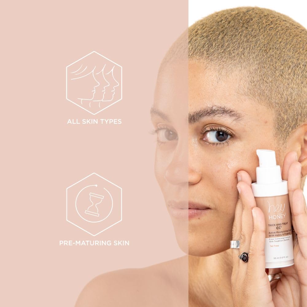 Hey Honey before and after split face showing redness reduction benefit