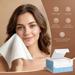 HEYFACE single towel laid flat displaying full 12 by 12 inch coverage