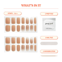 heyhae included tools laid out: prep pad, nail file, wooden stick, showing easy application