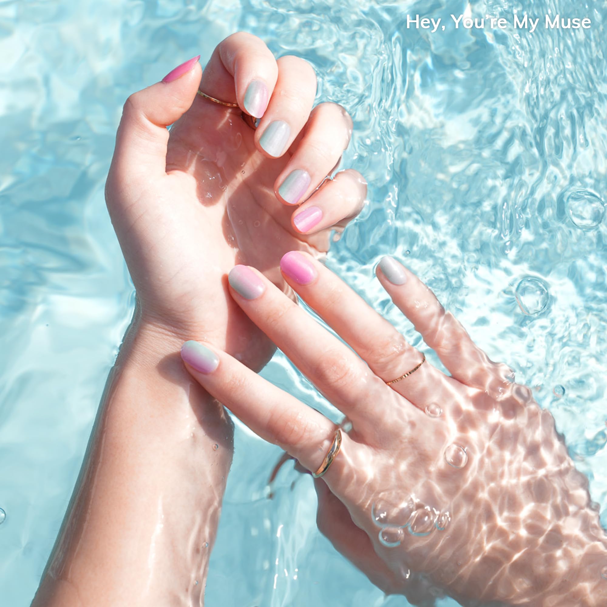 heyhae demo on natural nails showcasing fit and instant colorful manicure result