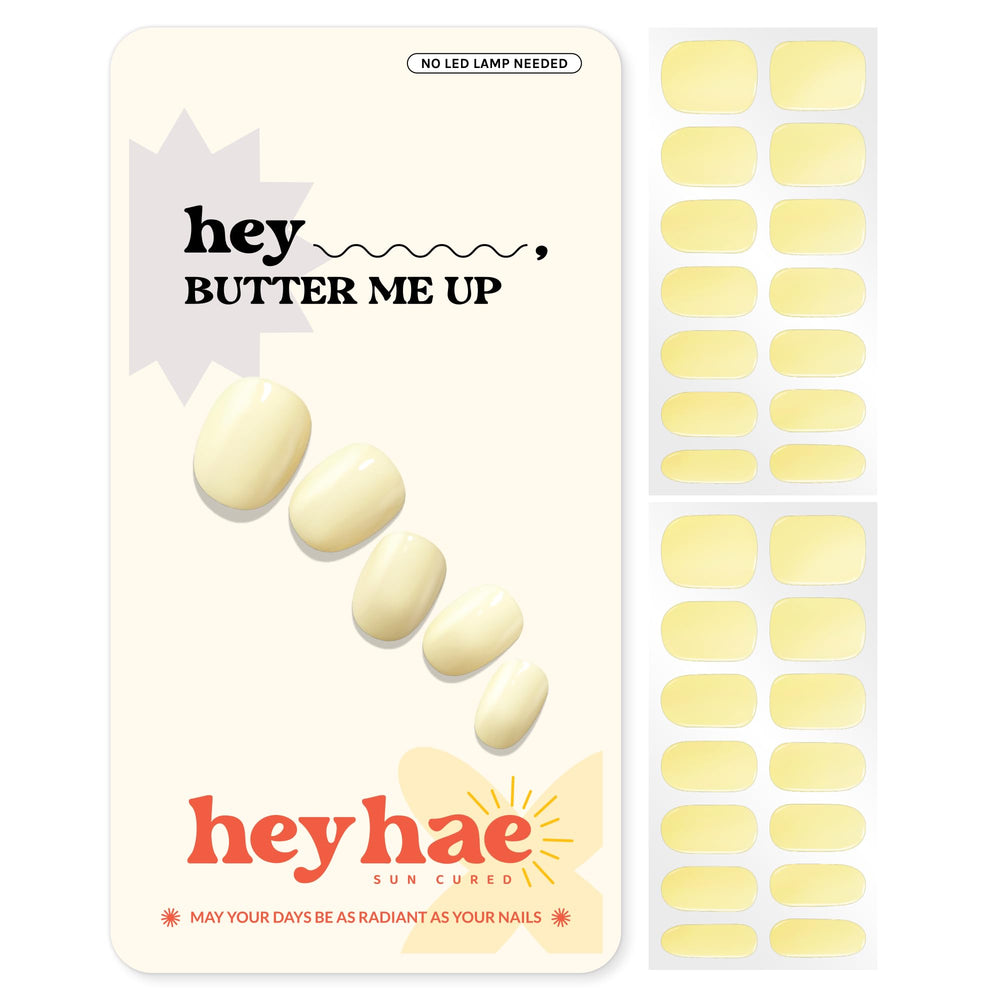 heyhae front packaging showing kit and cheerful yellow shade for instant mani