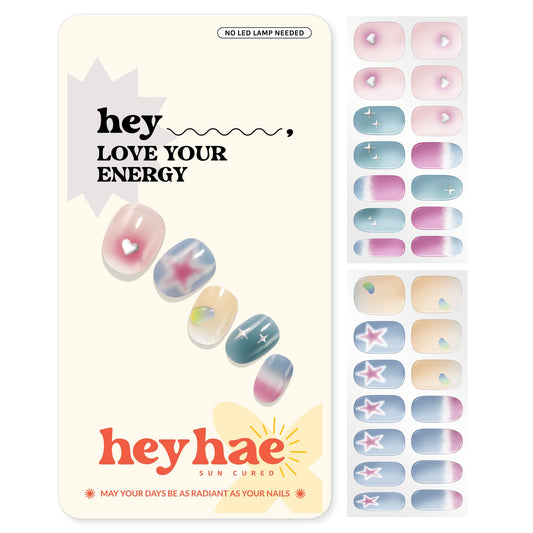 heyhae front packaging showing marble design and kit contents for quick salon results