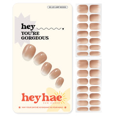 heyhae front packaging showing ombré nude design and kit benefit of ready-to-wear nails