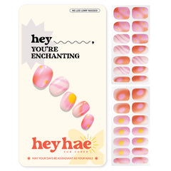 heyhae front packaging showing ombré pink strips and included tools for an easy mani