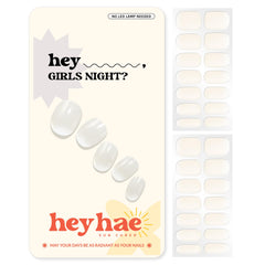 heyhae front packaging showing ombre white strips and benefits of ready-to-use manicure