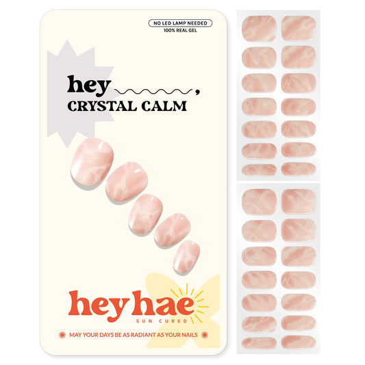heyhae front packaging showing pink marble strips and included tools, clear kit benefit