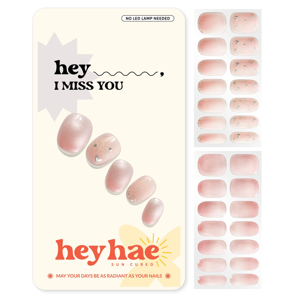 heyhae front packaging showing glittery pink strips and accessories for instant salon results