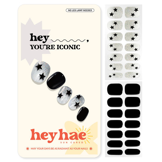 heyhae front packaging displaying strips and tools for a complete manicure