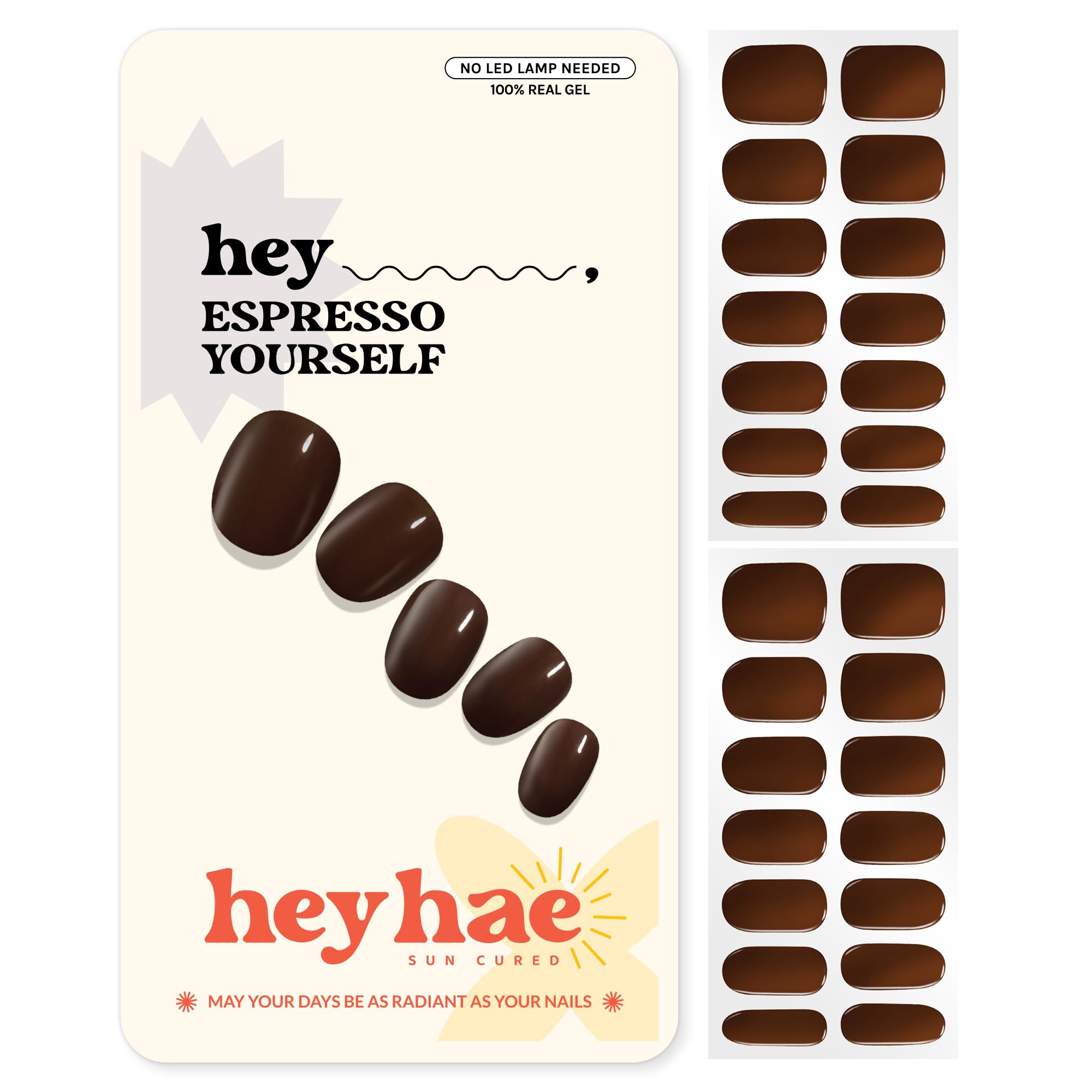 heyhae front packaging showing kit contents and warm brown shade benefit convenience