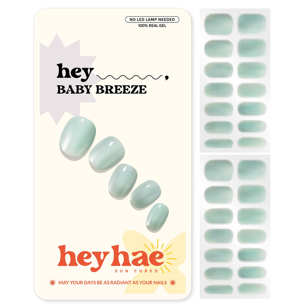 Heyhae front packaging showing Baby Breeze shade and kit contents benefit salon finish