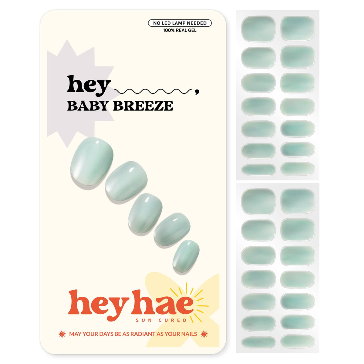Heyhae front packaging showing Baby Breeze shade and kit contents benefit salon finish
