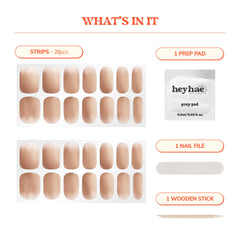 heyhae kit contents with prep pad nail file and wooden stick for easy application