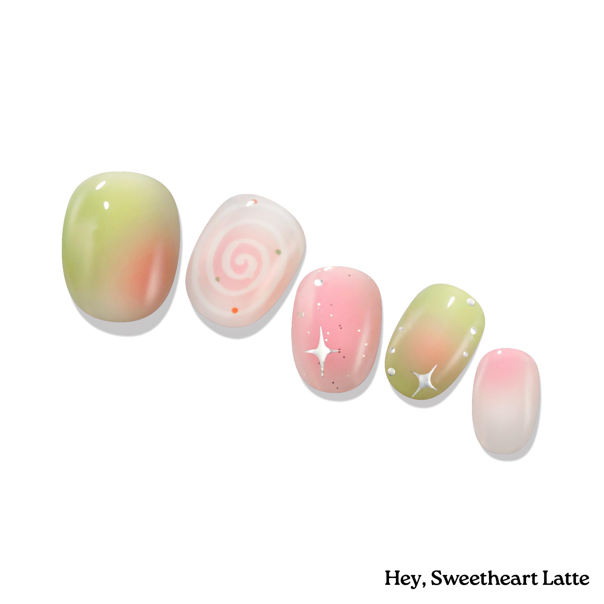 heyhae nail strips styled near latte showing lifestyle appeal