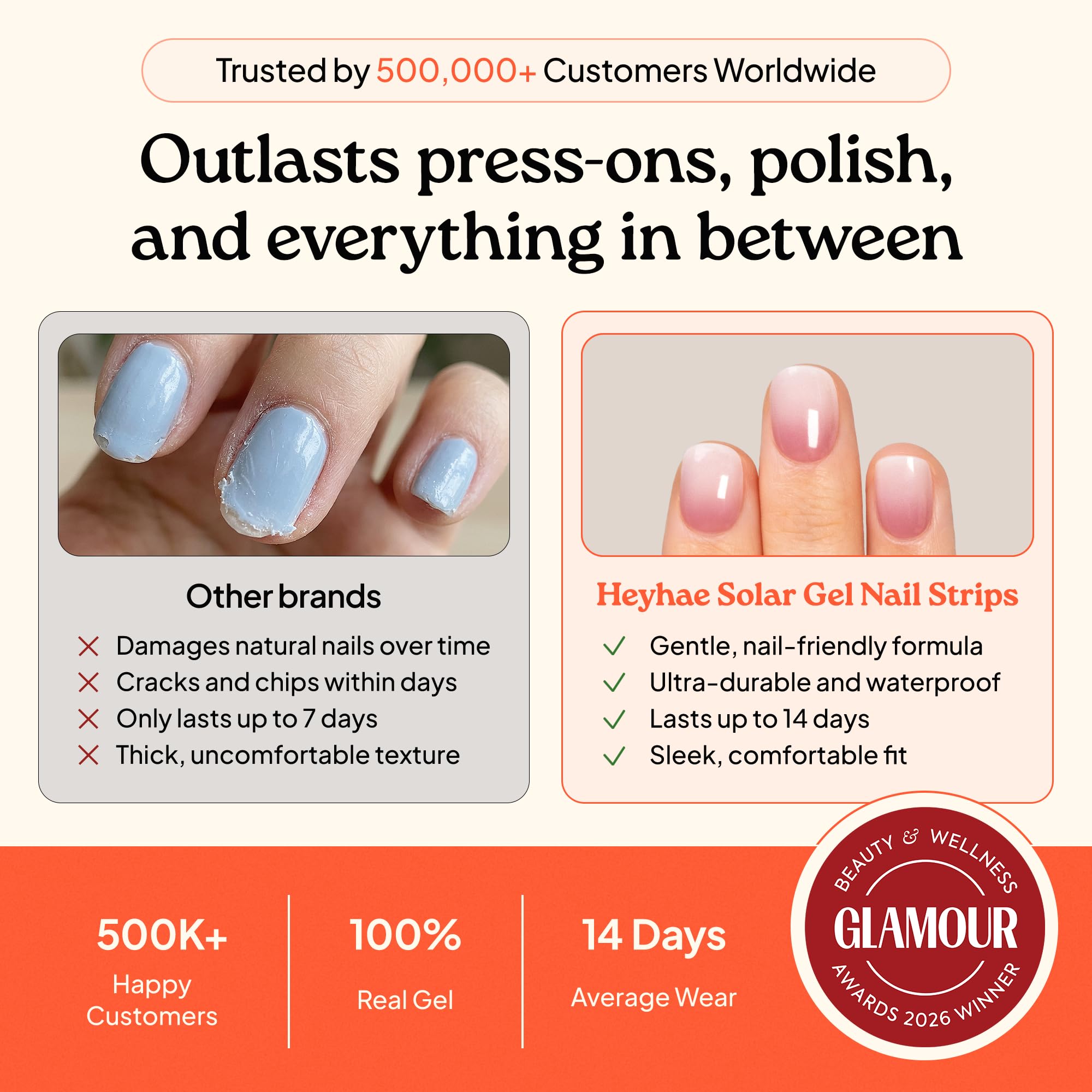 heyhae model hands wearing pink ombré strips for polished everyday look