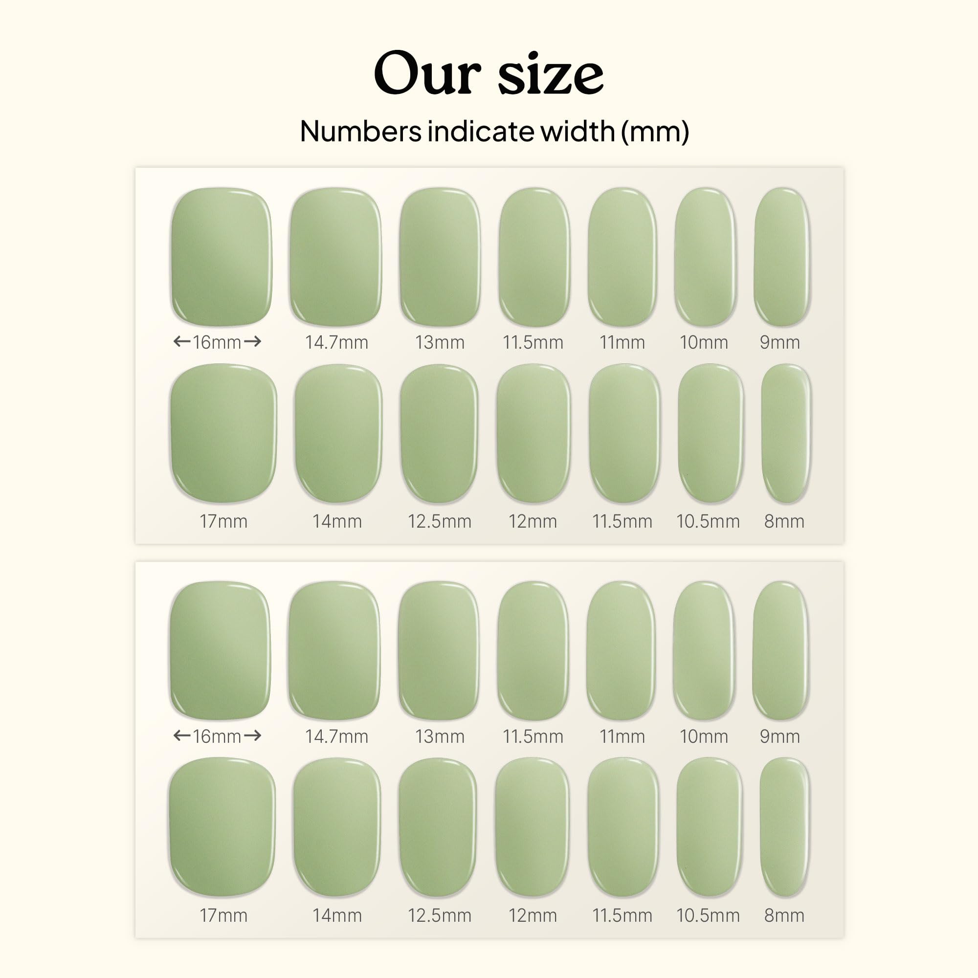 heyhae model wearing strips to show real-life matcha-green manicure appeal