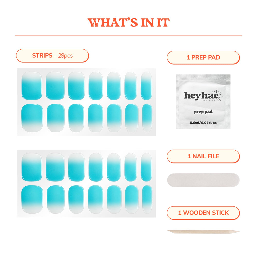 heyhae prep pad, nail file and wooden stick displayed, emphasizes complete kit