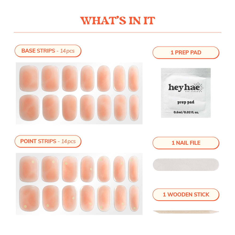heyhae laid out prep pad file and wooden stick showing easy at-home application
