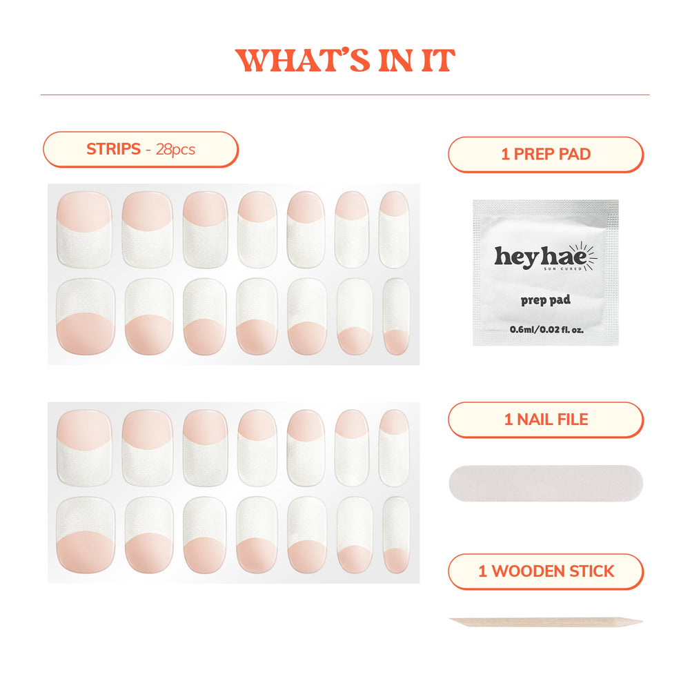 heyhae strip application step-by-step with fingers applying strip for fast finish