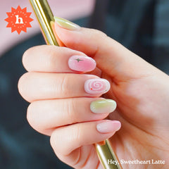 heyhae gel strip texture and shimmer showcasing glossy finish