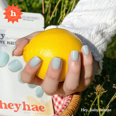 Heyhae strips applied on nails in use demonstrating quick application and neat fit benefit