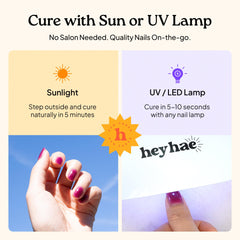 heyhae using UV lamp to flash cure strip for instant finish and reliable adhesion