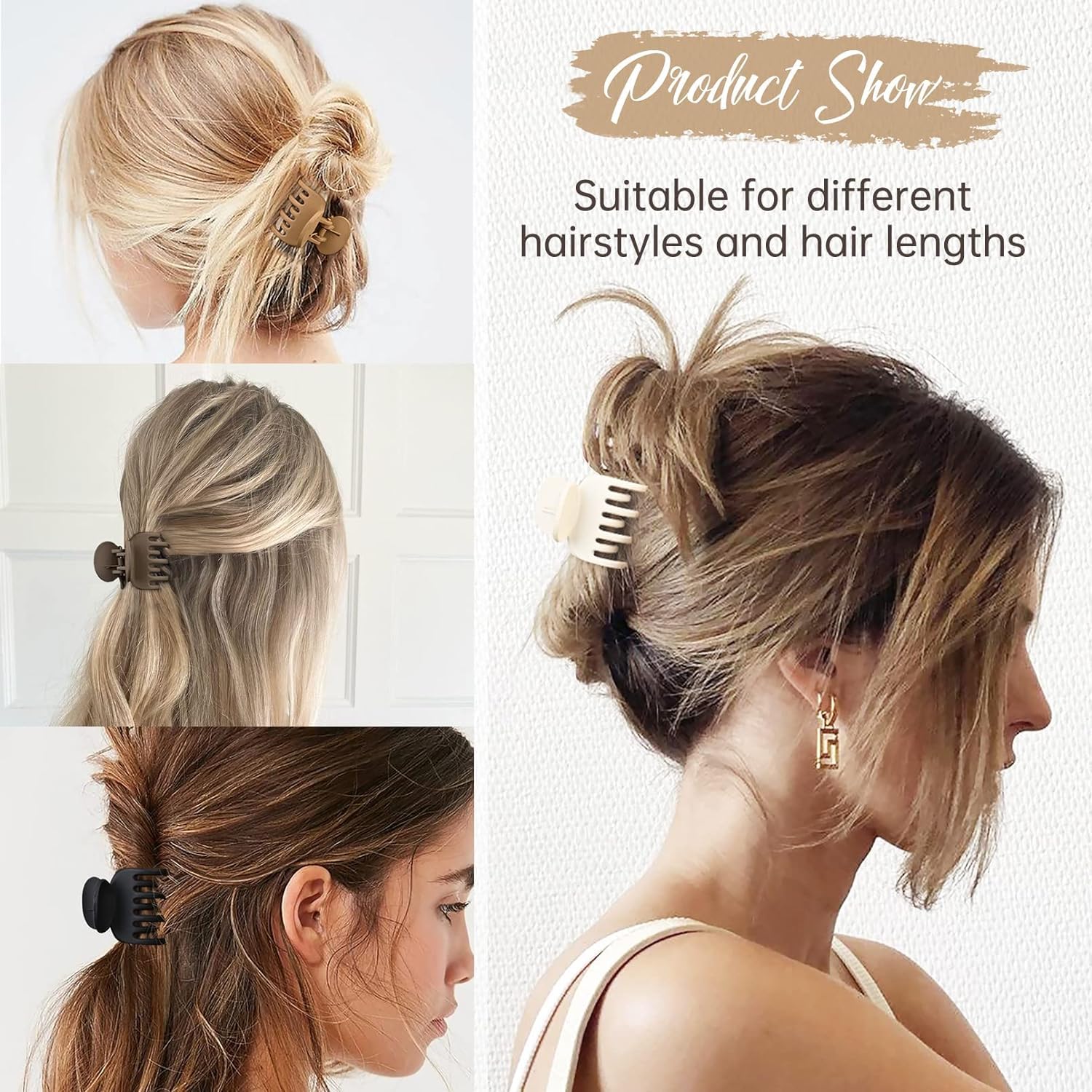 HFLYJPYW medium 2-inch clip securing hair, providing stable half-up hold