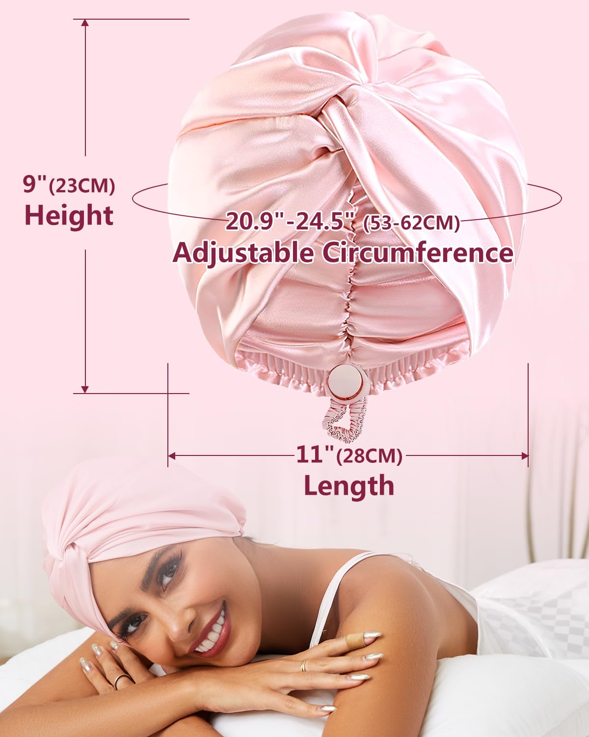 HFRHTGY person sleeping with bonnet preserving hairstyle and reducing friction benefit