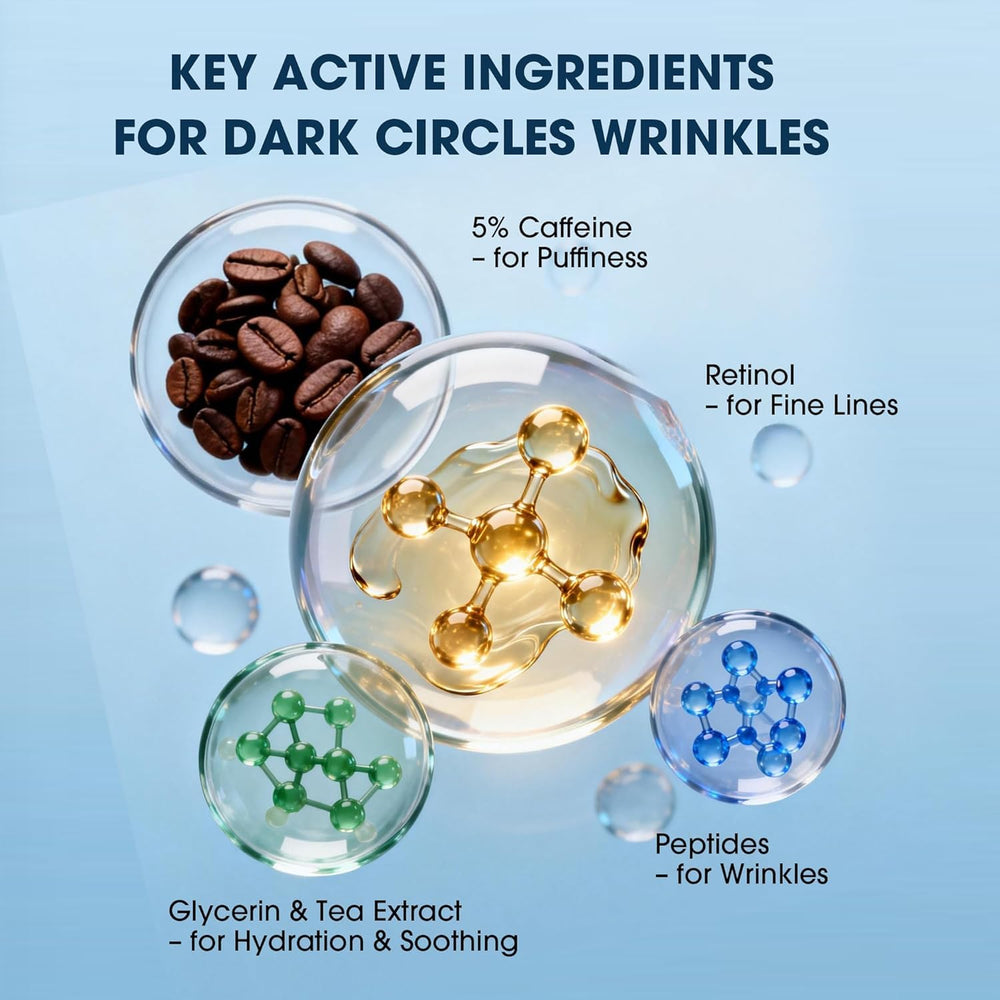 HGTG ingredient focus on caffeine and retinol showing renewal benefit