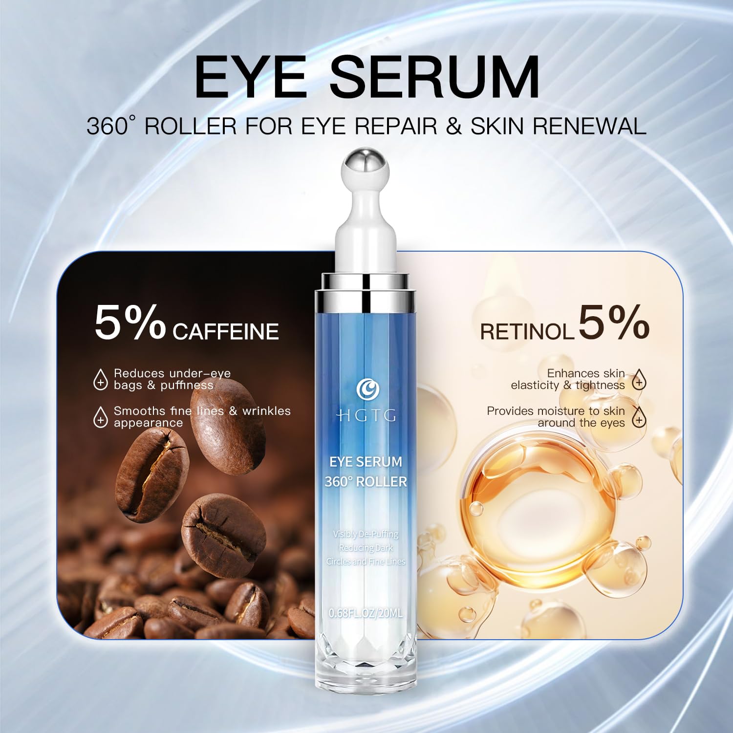 HGTG serum texture drop on fingertip, hydrating formula visible