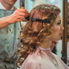 HH&LL clips holding sections during salon styling for stable, non-slip performance
