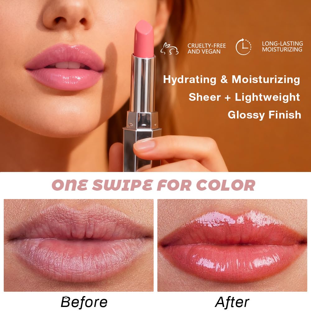 HHLTOH on lips close-up revealing sheer nude tint and smooth coverage