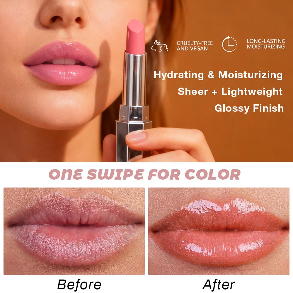 HHLTOH honey lipstick swatch on hand displays sheer honey tint and buildable color