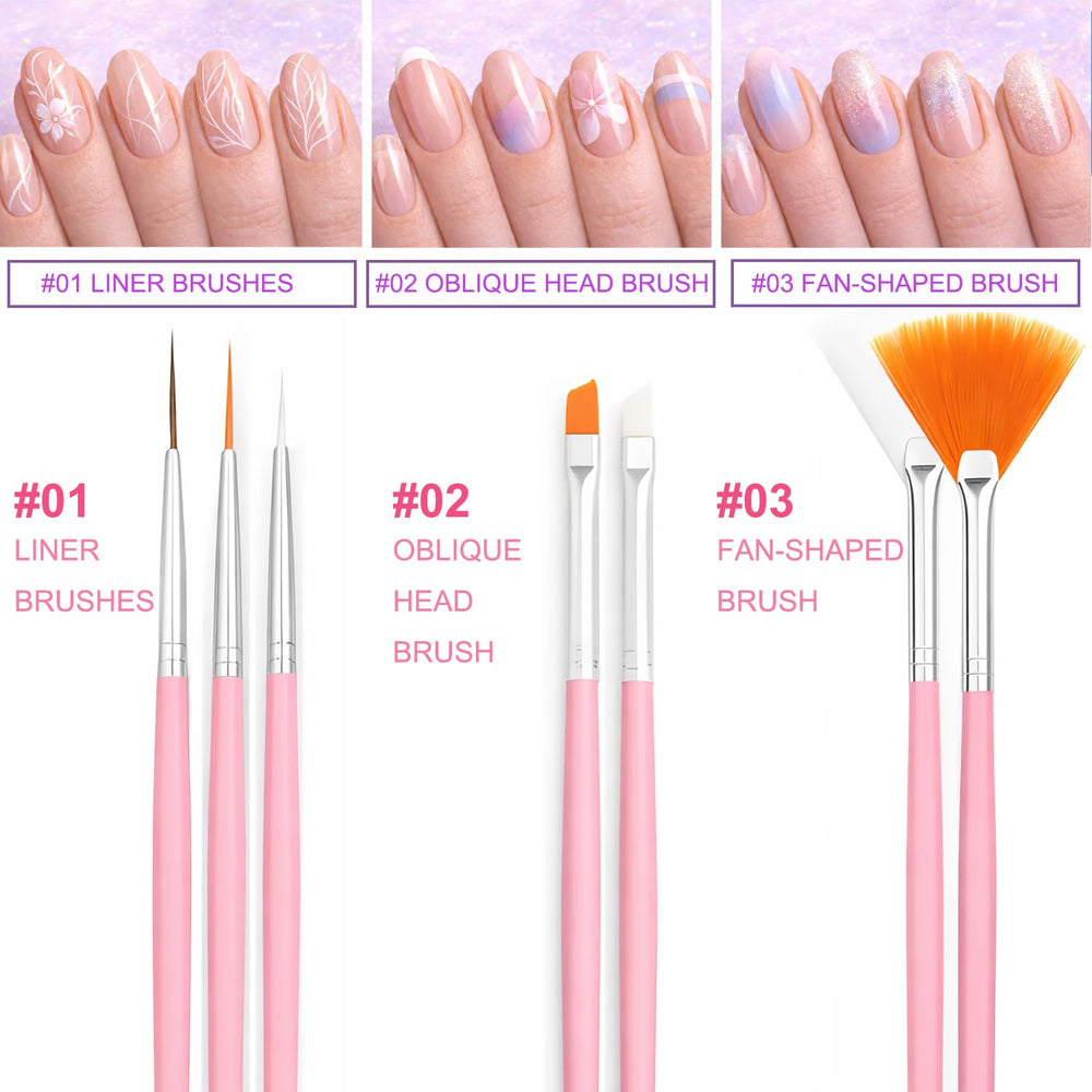 HHOOMY close-up of brush fibers showing fine tips for precise nail lines