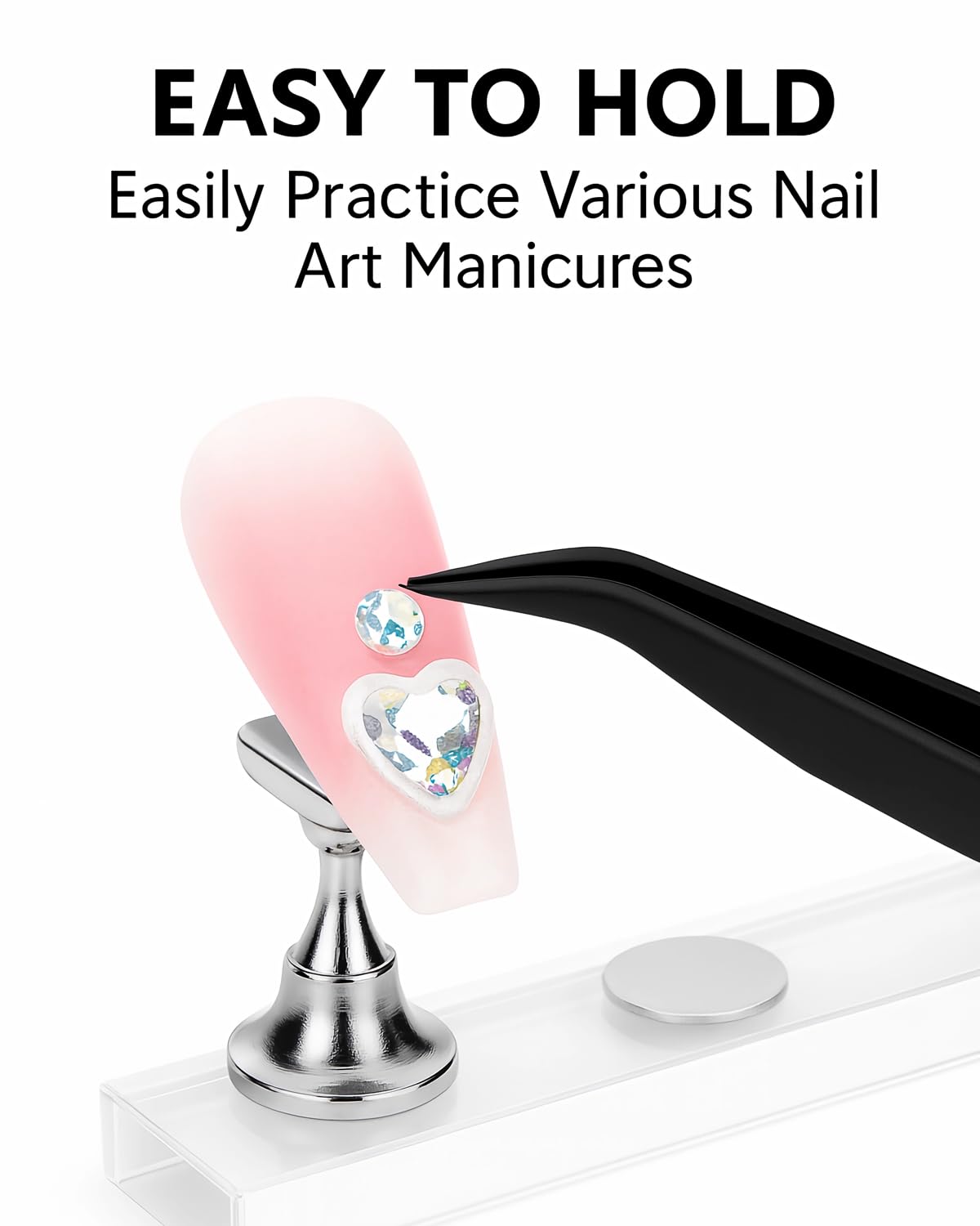 HHOOMY precision tweezers picking a rhinestone for accurate embellishment placement