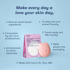 HIBAR bar in shower held in hand demonstrating easy, plastic-free use