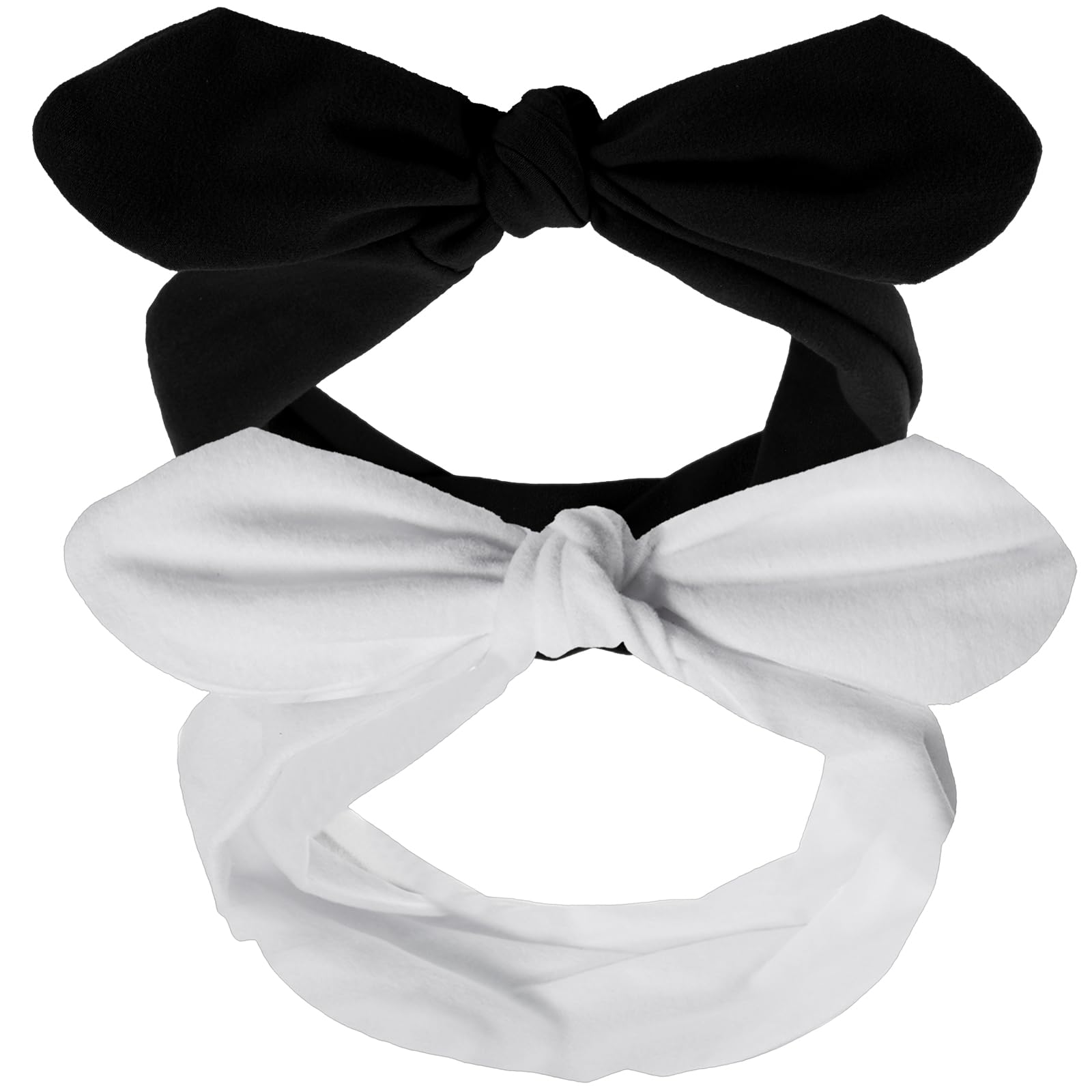 Hicarer front view of two black and white headbands showing pattern and shape benefits