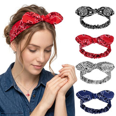 Hicarer front view of four headbands showing colors and packaging, easy outfit matching